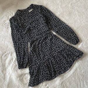 ROW A Ditsy Long Sleeve Ruffled Mini Dress NWT